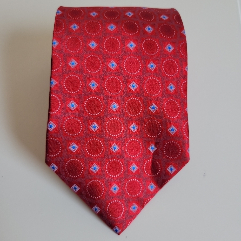 NWT Bellissima Cravatte Silk Red‎ Geometric Tie.